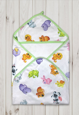 Пелёнка с уголком "Зверюшки" (75х75см) ш650/17 (салатовый)
