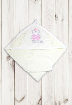 Пелёнка с уголком + варежка "Модница" (75х75см) ш650/47