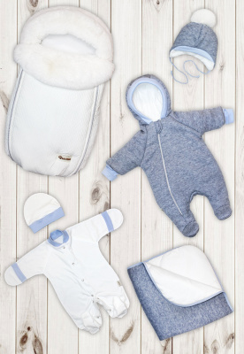 "ЛИСЮШКА" ш240/31 - комплект на выписку(плащёвка-жатка с эффектом вязки) (голубой)
